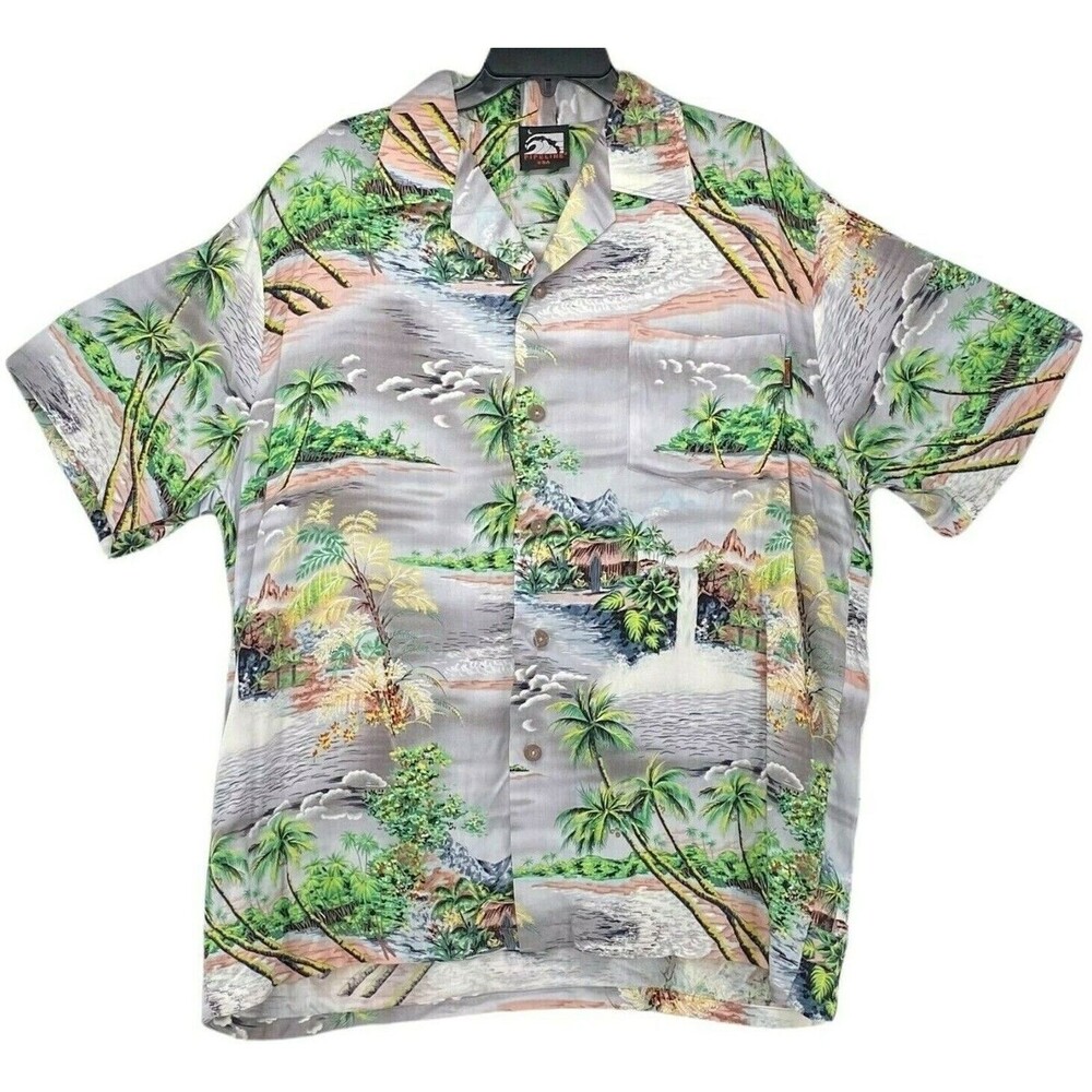 Pipeline Shirt Mens Size Large Hawaiian Floral Tropical Camp Kona Aloha Hawaii